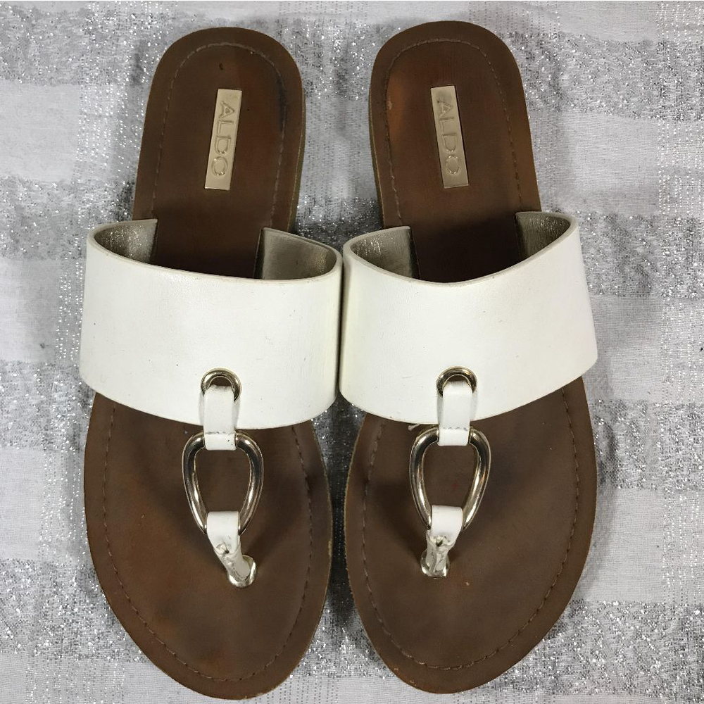 ALDO Aferracien-U Summer Sandals White Flat Sandal Women's Size: 8.5 - Picture 6 of 11
